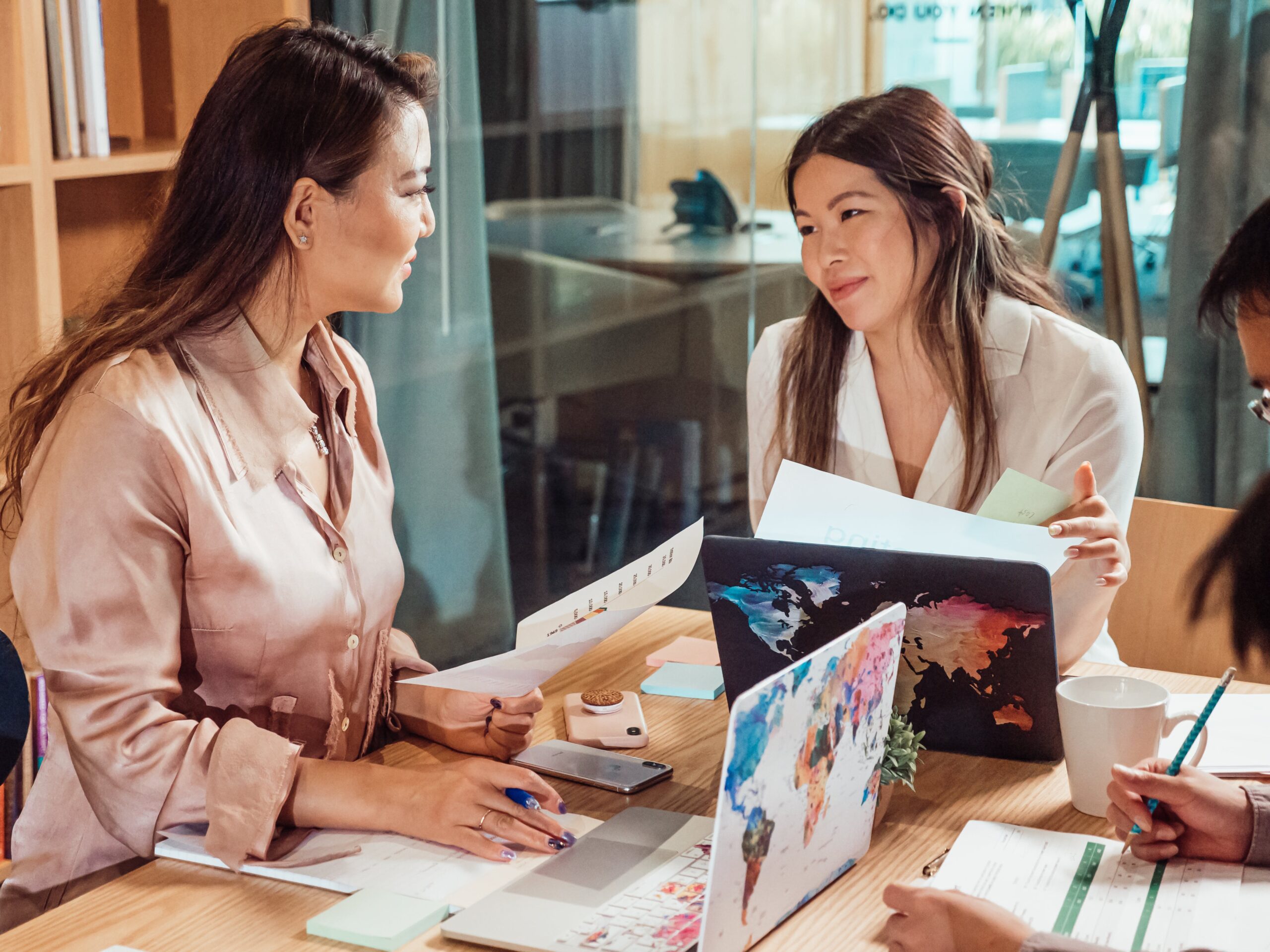 two employees working together